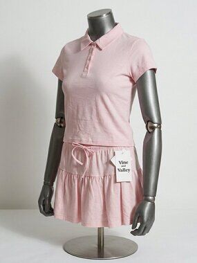Women's Wine Valley Golf Set Pink Short-Sleeve Polo Shirt Matching